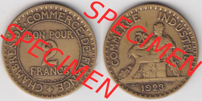 Münzen Frankreich Eurovorläufer, Umlaufmünze vor Euroeinführung 1920-1927, 2 Francs, Franken 1923. Vorderseite und Rückseite Nebeneinander einer Münze... Sammlung
