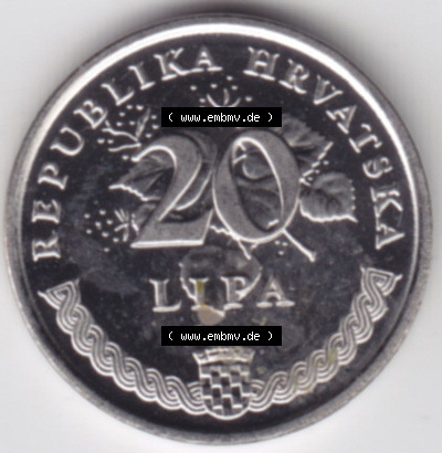 Münzen Kroatien Eurovorläufer, Umlaufmünze vor Euroeinführung 1993-2021, 20 Lipa 2003 (2) Sammlung