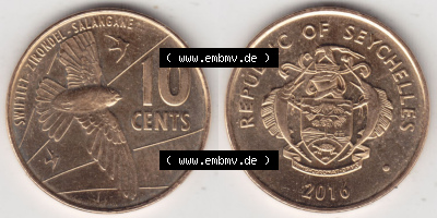 Münzen aus Afrika Seychellen / Seychelles Umlaufmünze 2016-2021, 10 Cent 2016 (3) Sammlung