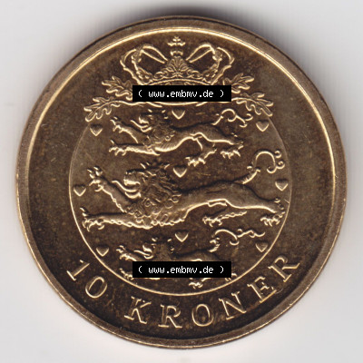 Münzen Dänemark / Danmark Eurovorläufer, Umlaufmünze vor Euroeinführung 2008, 10 Kroner, Kronen (1) Sammlung
