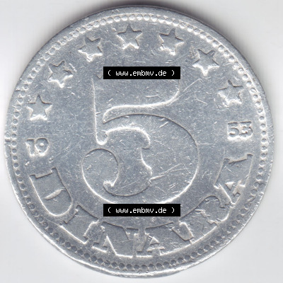 Münzen Jugoslawien (Land wurde 2003 aufgelöst), Umlaufmünze 1953-1953, 5 Dinara (1) Sammlung