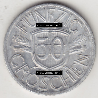 Münzen Österreich / Austria Eurovorläufer, Umlaufmünze vor Euroeinführung 1946-1955, 50 Groschen 1955 (2) Sammlung