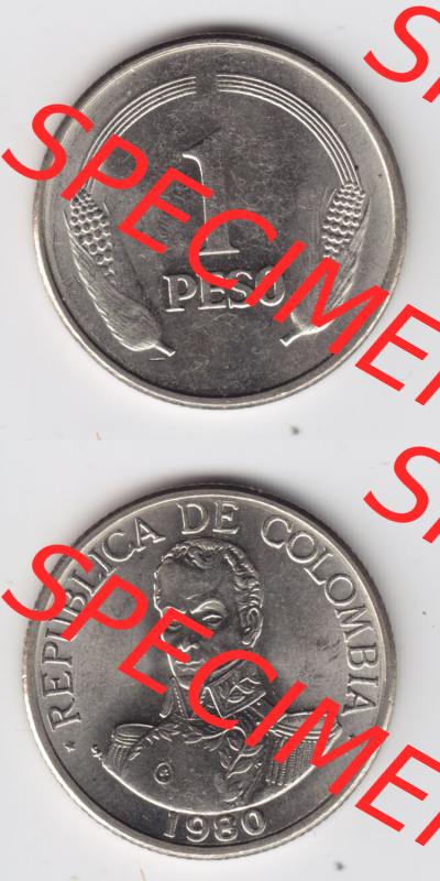 Münzen aus Amerika Kolumbien / Columbia Umlaufmünze 1980, 1 Peso (4) Sammlung