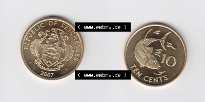 Münzen aus Afrika Seychellen / Seychelles Umlaufmünze 2007-2012, 10 Cent, Ten Cents 2007 (3) Sammlung