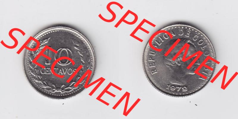 Münzen aus Amerika Kolumbien / Columbia Umlaufmünze 1972, 10 Centavos (3) Sammlung