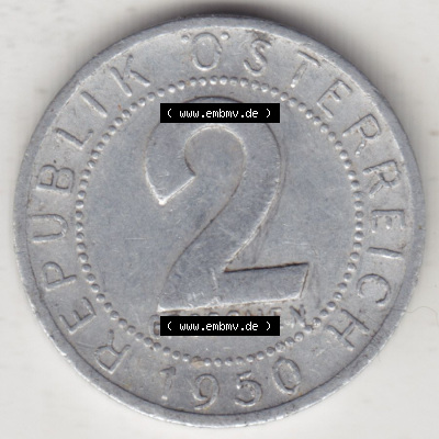 Münzen Österreich / Austria Eurovorläufer, Umlaufmünze vor Euroeinführung 1950-1994, 2 Groschen 1950 (2) Sammlung
