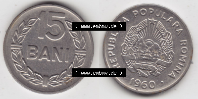 Münzen Rumänien / România Eurovorläufer, Umlaufmünze vor Euroeinführung 1960-1960, 15 Bani Kursmünze (3) Sammlung