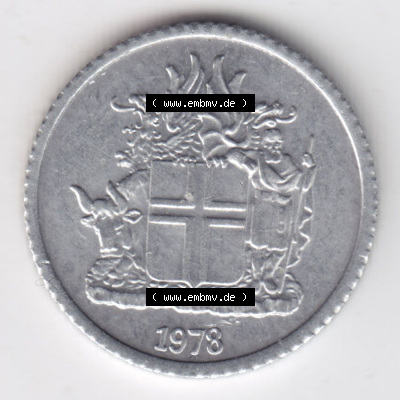 Münzen Island Eurovorläufer, Umlaufmünze vor Euroeinführung 1976-1980, 1 Krona, Krone 1978 (1) Sammlung