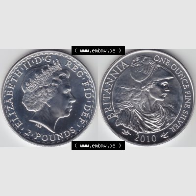 Münzen Großbritannien Eurovorläufer, Umlaufmünze vor Euroeinführung 2010-2010, 2 Pfund - Pounds Britannia (3) Sammlung