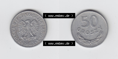 Münzen Polen / Polska Eurovorläufer, Umlaufmünze vor Euroeinführung 1957-1985, 50 Groszy 1983 (3) Sammlung