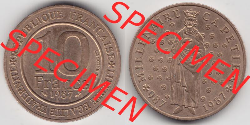 Münzen Frankreich Eurovorläufer, Umlaufmünze vor Euroeinführung 1987-1987, 10 Francs 1000 Jahre König Hugo Capet erster König von Frankreich. Vorderseite... Sammlung