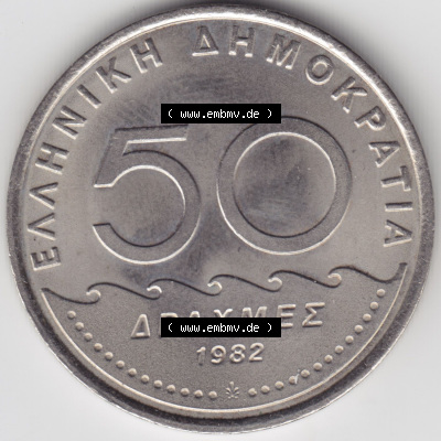 Münzen Griechenland Eurovorläufer, Umlaufmünze vor Euroeinführung 1982, 50 Apaxmee, Drachmen. Vorderseite einer Münze aus... Sammlung