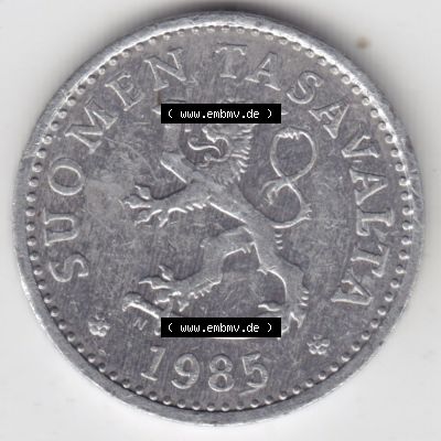 Münzen Finnland / SUOMI Eurovorläufer, Umlaufmünze vor Euroeinführung 1983-1990, 10 Penniä. Rückseite einer Münze aus Finnland SUOMI in Europa... Sammlung