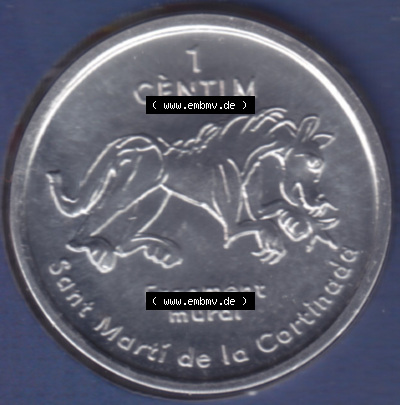 Münzen Andorra Eurovorläufer, Umlaufmünze vor Euroeinführung 2003, 1 Centime, Església Sant Martí de la Cortinada (2) Sammlung