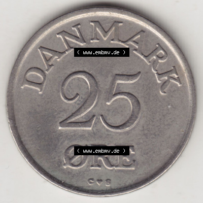 Münzen Dänemark / Danmark Eurovorläufer, Umlaufmünze vor Euroeinführung 1948-1960, 25 Öre 1958 (2) Sammlung