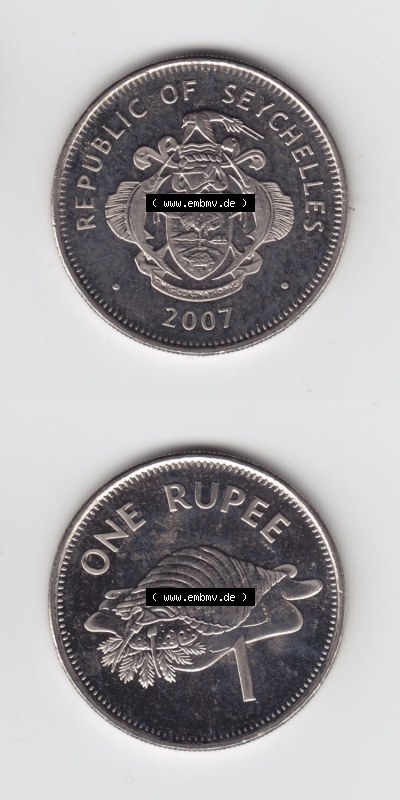 Münzen aus Afrika Seychellen / Seychelles Umlaufmünze 1982-2010, 1 Rupie, Rupee 2007 (4) Sammlung