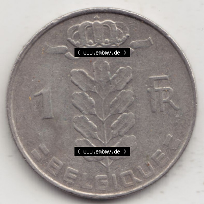 Münzen Belgien Eurovorläufer, Umlaufmünze vor Euroeinführung 1950-1988, 1 Francs-Franken 1977 Belgique (1) Sammlung