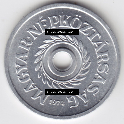 Münzen Ungarn / Magyarország Eurovorläufer, Umlaufmünze vor Euroeinführung 1950-1989 2 Filler 1974 (1) Sammlung