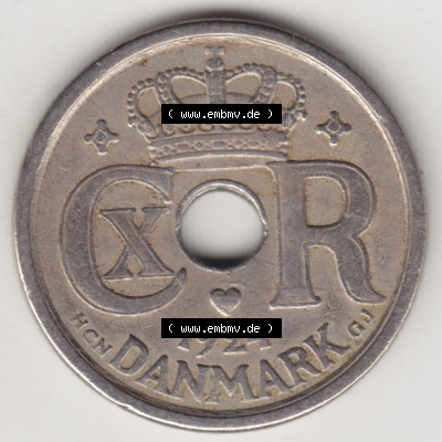 Münzen Dänemark / Danmark Eurovorläufer, Umlaufmünze vor Euroeinführung 1924-1947, 25 Öre 1924 (1) Sammlung