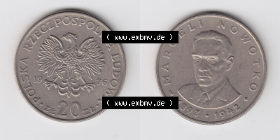 Münzen Polen / Polska Eurovorläufer, Umlaufmünze vor Euroeinführung 1974-1983, 20 Zlotych Marceli Nowotko 1976 (3) Sammlung