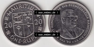 Münzen aus Afrika Mauritius Umlaufmünze 2012-2020, 1 Rupie, 1 Rupee 2020 (3) Sammlung