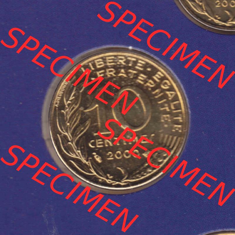 Münzen Frankreich Eurovorläufer, Umlaufmünze vor Euroeinführung 2000, 10 Centimes. Vorderseite einer Münze aus Europa als Digitales Bild / Bildmaterial zum... Sammlung