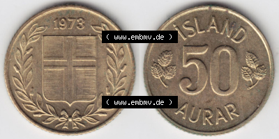Münzen Island Eurovorläufer, Umlaufmünze vor Euroeinführung 1969-1974, 50 Aurar 1973 (3) Sammlung