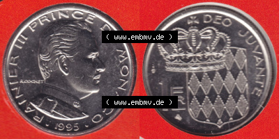 Münzen Monaco / Mu̍negu Eurovorläufer, Umlaufmünze vor Euroeinführung 1960-1995, 1 Fr, Franc, Franken Rainier III Prince... Sammlung