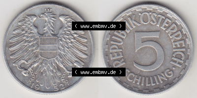 Münzen Österreich / Austria Eurovorläufer, Umlaufmünze vor Euroeinführung 1952-1957, 5 Schilling 1952 III. (3) Sammlung