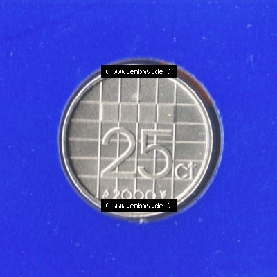 Münzen Niederlande / Netherlands Eurovorläufer, Umlaufmünze vor Euroeinführung 1982-2000, 25 Cent 2000 (1) Sammlung