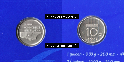 Münzen Niederlande / Netherlands Eurovorläufer, Umlaufmünze vor Euroeinführung 1982-2000, 10 Cent 2000 (3) Sammlung