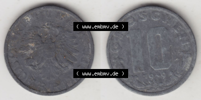 Münzen Österreich / Austria Eurovorläufer, Umlaufmünze vor Euroeinführung 1947-1949, 10 Groschen 1949 II. (3) Sammlung