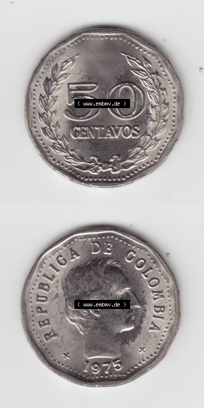 Münzen aus Amerika Kolumbien / Columbia Umlaufmünze 1975, 50 Centavos (4) Sammlung