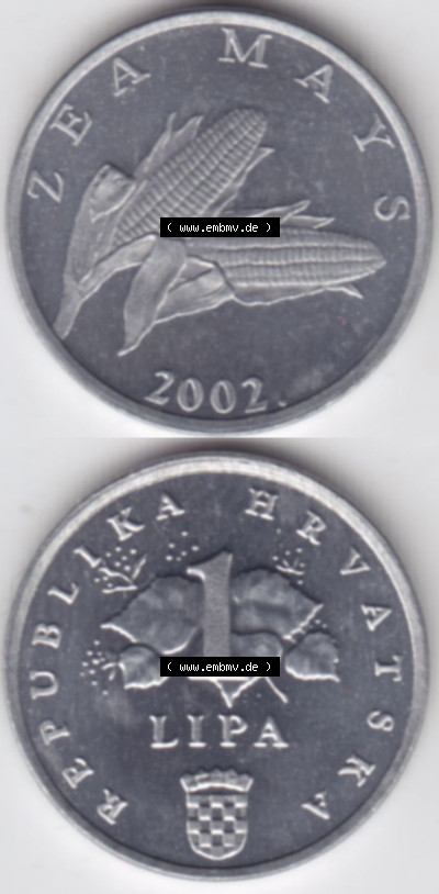 Münzen Kroatien Eurovorläufer, Umlaufmünze vor Euroeinführung 1994-2022, 1 Lipa 2002 (4) Sammlung