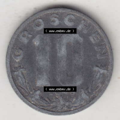 Münzen Österreich / Austria Eurovorläufer, Umlaufmünze vor Euroeinführung 1947-1949, 10 Groschen 1948 III. (2) Sammlung