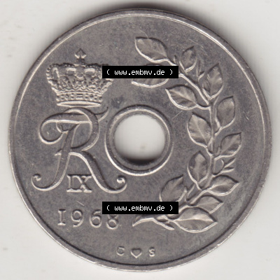 Münzen Dänemark / Danmark Eurovorläufer, Umlaufmünze vor Euroeinführung 1966-1972, 25 Öre 1968 I (1) Sammlung