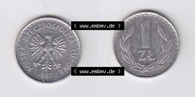 Münzen Polen / Polska Eurovorläufer, Umlaufmünze vor Euroeinführung 1986-1988, 1 Zloty 1987 (3) Sammlung