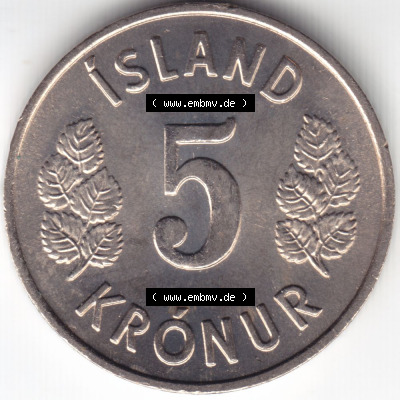 Münzen Island Eurovorläufer, Umlaufmünze vor Euroeinführung 1969-1980, 5 Kronur, Kronen 1973 (2) Sammlung