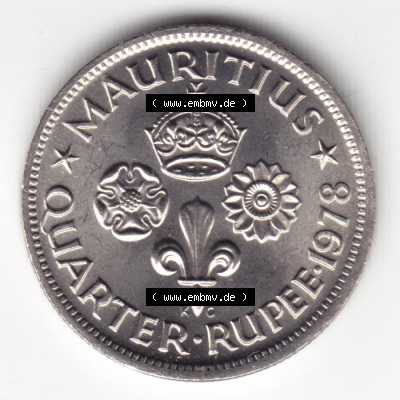 Münzen aus Afrika Mauritius Umlaufmünze 1960-1978, 0,25 Quarter Rupie 1978 (1) Sammlung