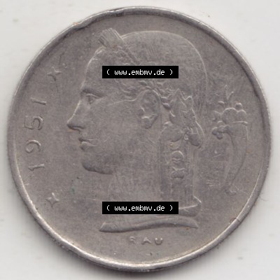Münzen Belgien Eurovorläufer, Umlaufmünze vor Euroeinführung 1950-1988, 1 Francs-Franken 1951 Belgie (2) Sammlung