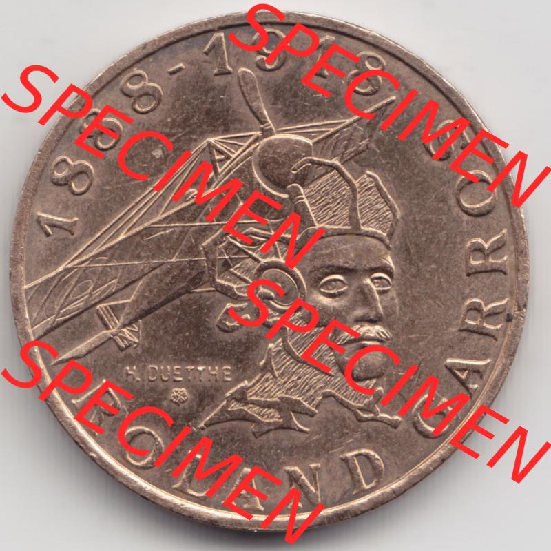 Münzen Frankreich Eurovorläufer, Umlaufmünze vor Euroeinführung 1988-1988, 10 Francs Roland Garros. Vorderseite einer Münze aus Europa als Digitales Bild /... Sammlung