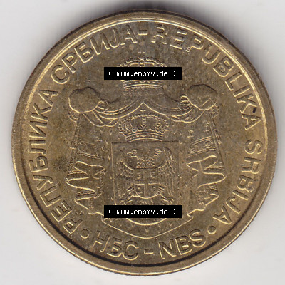 Münzen Serbien Eurovorläufer, Umlaufmünze vor Euroeinführung 2005-2009, 1 Dinar 2006 (1) Sammlung