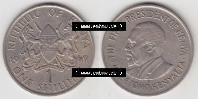 Münzen aus Afrika Kenia / Kenya Umlaufmünze 1969-1978, 1 Shilling 1969 (3) Sammlung