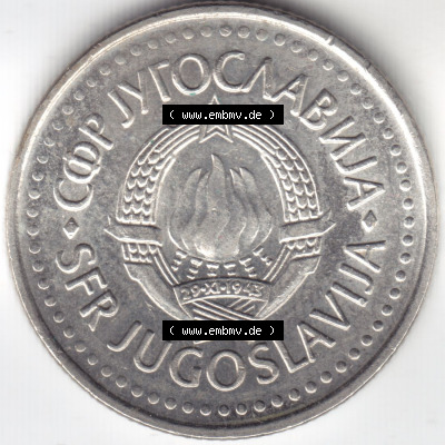 Münzen Jugoslawien (Land wurde 2003 aufgelöst), Umlaufmünze 1982-1988, 10 Dinara, Dinarjev 1987 (2) Sammlung