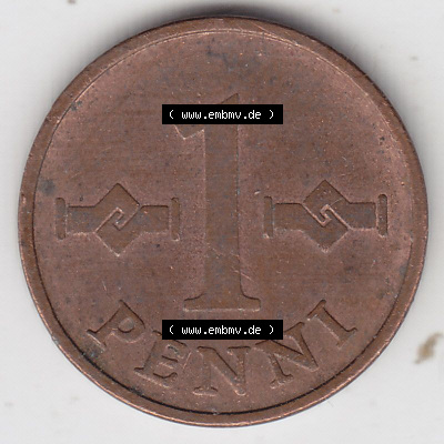 Münzen Finnland / SUOMI Eurovorläufer, Umlaufmünze vor Euroeinführung 1963-1969, 1 Penni. Vorderseite einer Münze aus Finnland... Sammlung