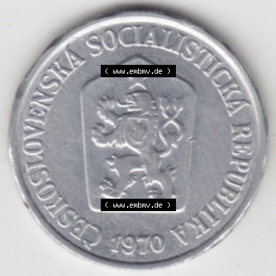 Münzen Tschechoslowakei (Land wurde 1992 aufgelöst), Umlaufmünze 1961-1971, 10 h, Haleru, Heller 1970 (1) Sammlung