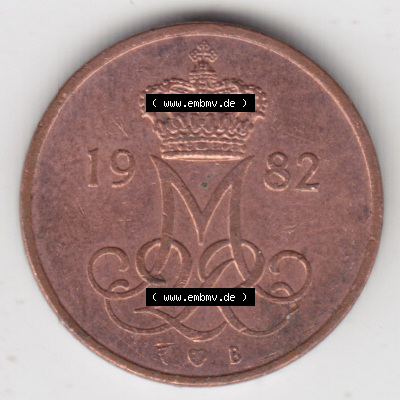 Münzen Dänemark / Danmark Eurovorläufer, Umlaufmünze vor Euroeinführung 1982-1988, 5 Öre 1982 Kursmünzen (2) Sammlung