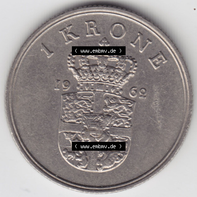 Münzen Dänemark / Danmark Eurovorläufer, Umlaufmünze vor Euroeinführung 1962, 1 Krone (1) Sammlung