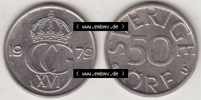 Münzen Schweden / Sverige Eurovorläufer, Umlaufmünze vor Euroeinführung 1976-1991, 50 Öre 1979 (3) Sammlung