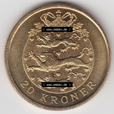 Münzen Dänemark / Danmark Eurovorläufer, Umlaufmünze vor Euroeinführung 2007, 20 Kroner, Kronen (1) Sammlung